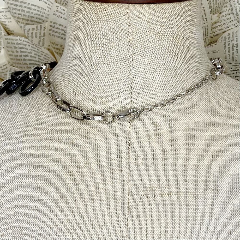 Black And Silvertone Fashion Necklace - Picture 4 of 5
